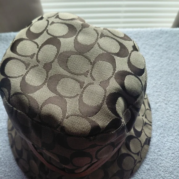 Coach Brown Monogram Hat with Orange Interior - Picture 6 of 6